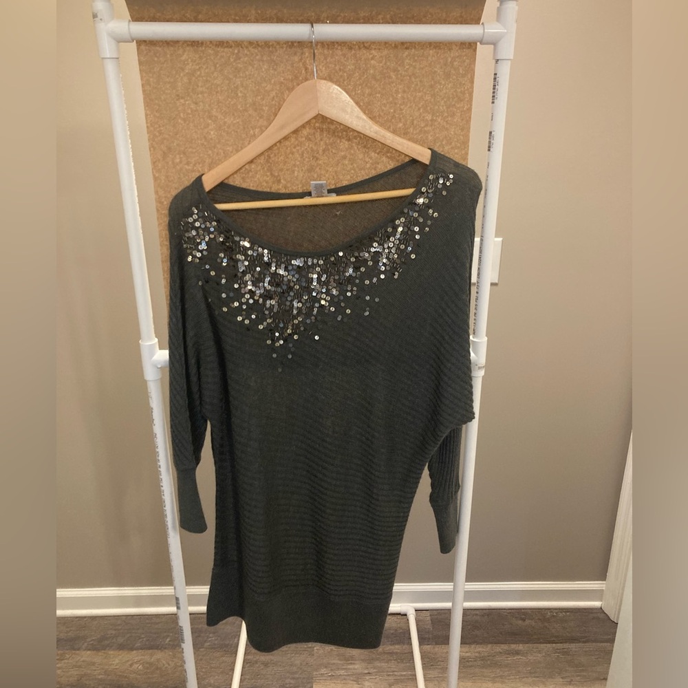 Caché Asymmetrical Sequined Sweater Dress/Tunic